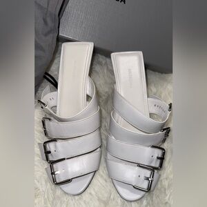 Balenciaga Women's White Buckle Sandals